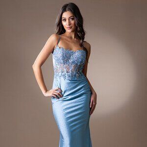 NEW SLEEVELESS SHEATH DRESS EMBROIDERED WITH RHINESTONES & SEQUINS AC TM1018